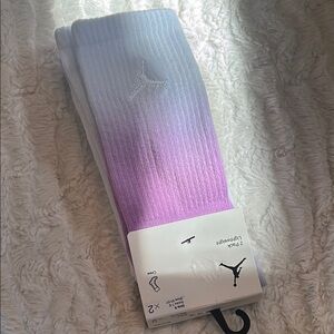 Jordan Purple White 2 pack lightweight crew Athletic Socks Ribbed Texture new